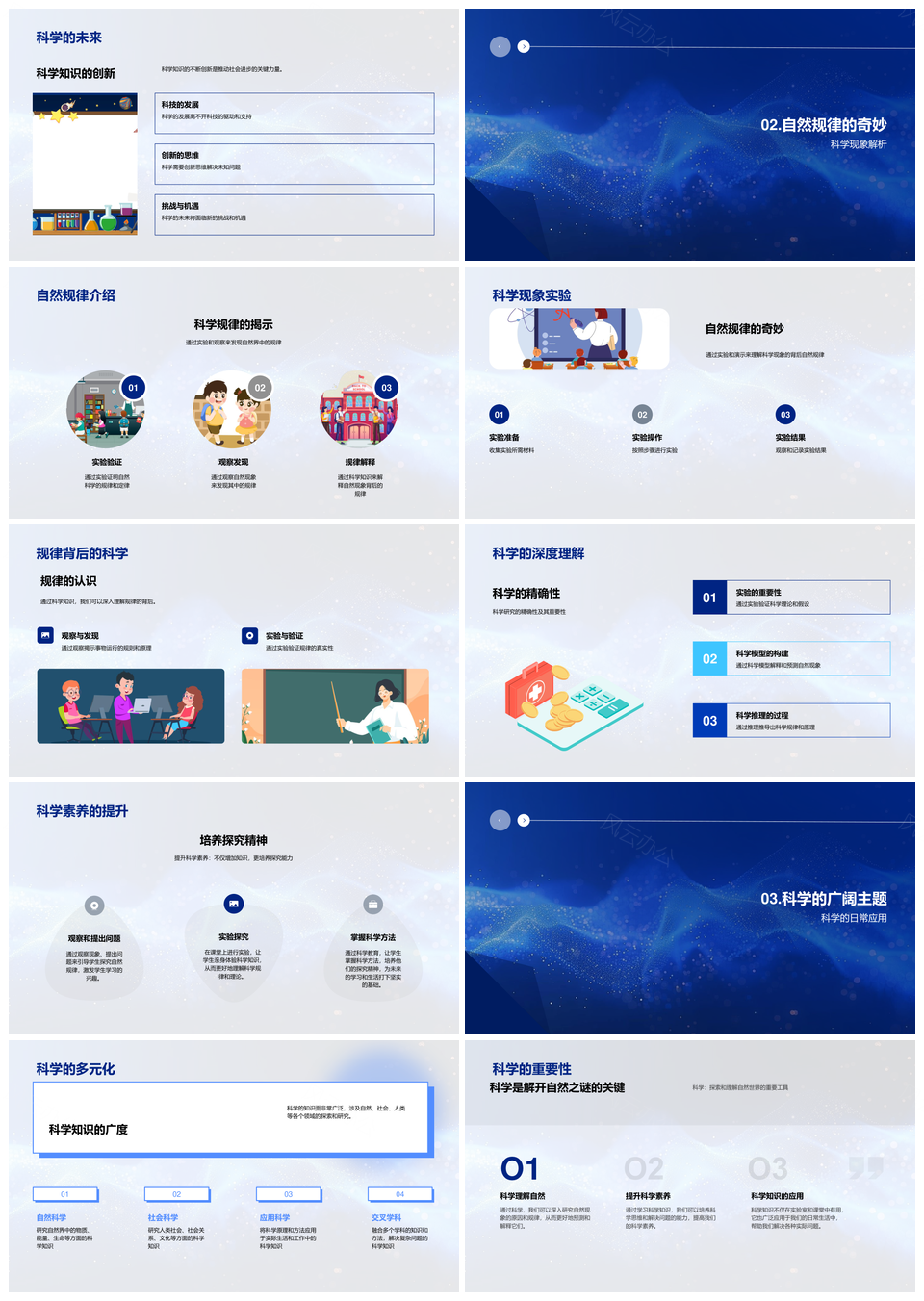 科学实验自然规律演示与素养应用教学PPT模板