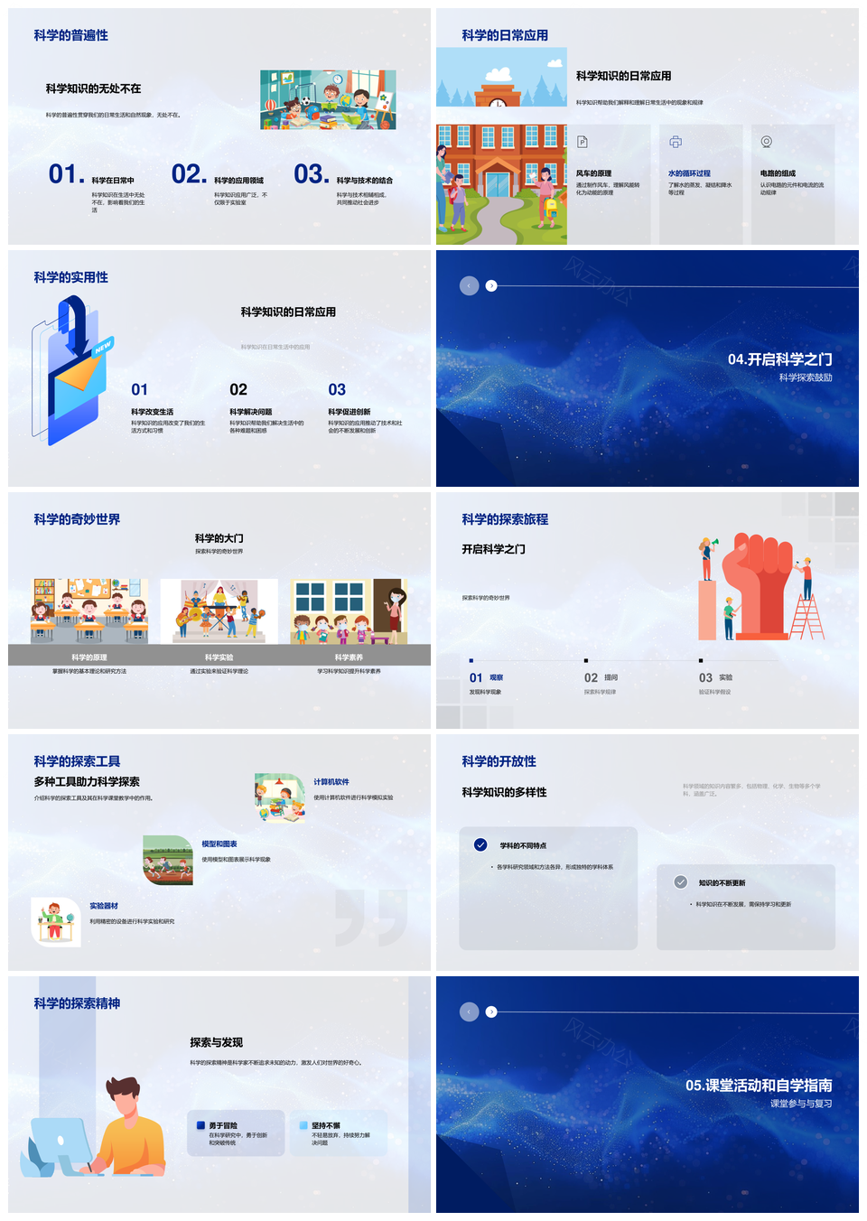 科学实验自然规律演示与素养应用教学PPT模板