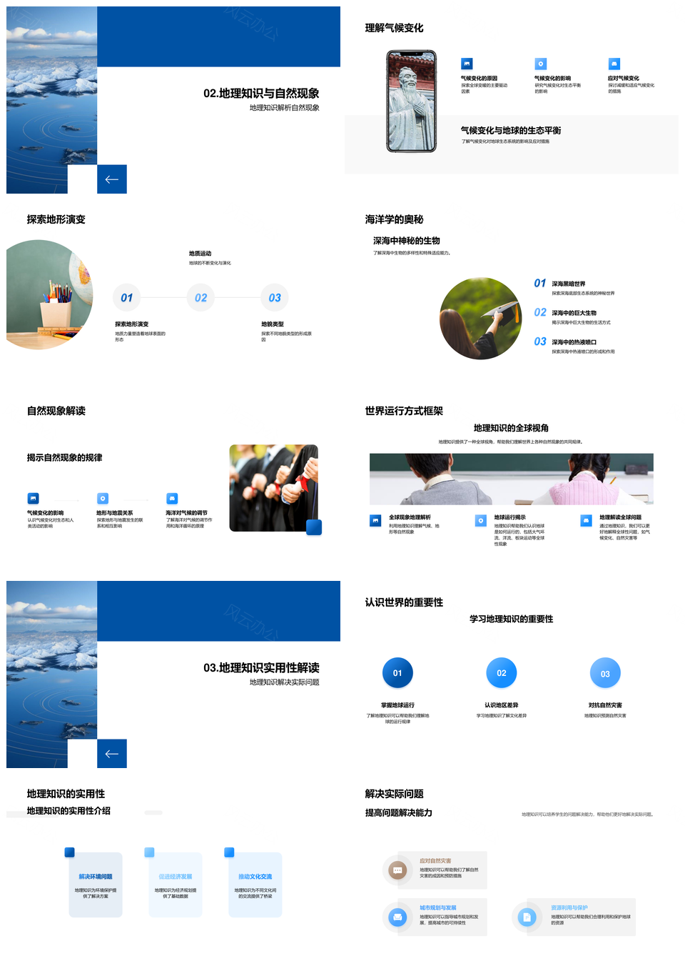 地理密码探秘自然气候地形演变海洋实用教学地图PPT模板