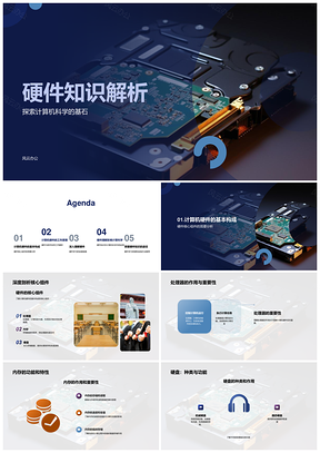 计算机硬件核心组件处理器内存硬盘解析PPT模板