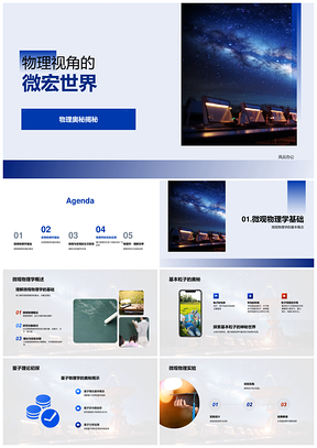 微观宏观物理量子相对论粒子星体交叉研究PPT模板