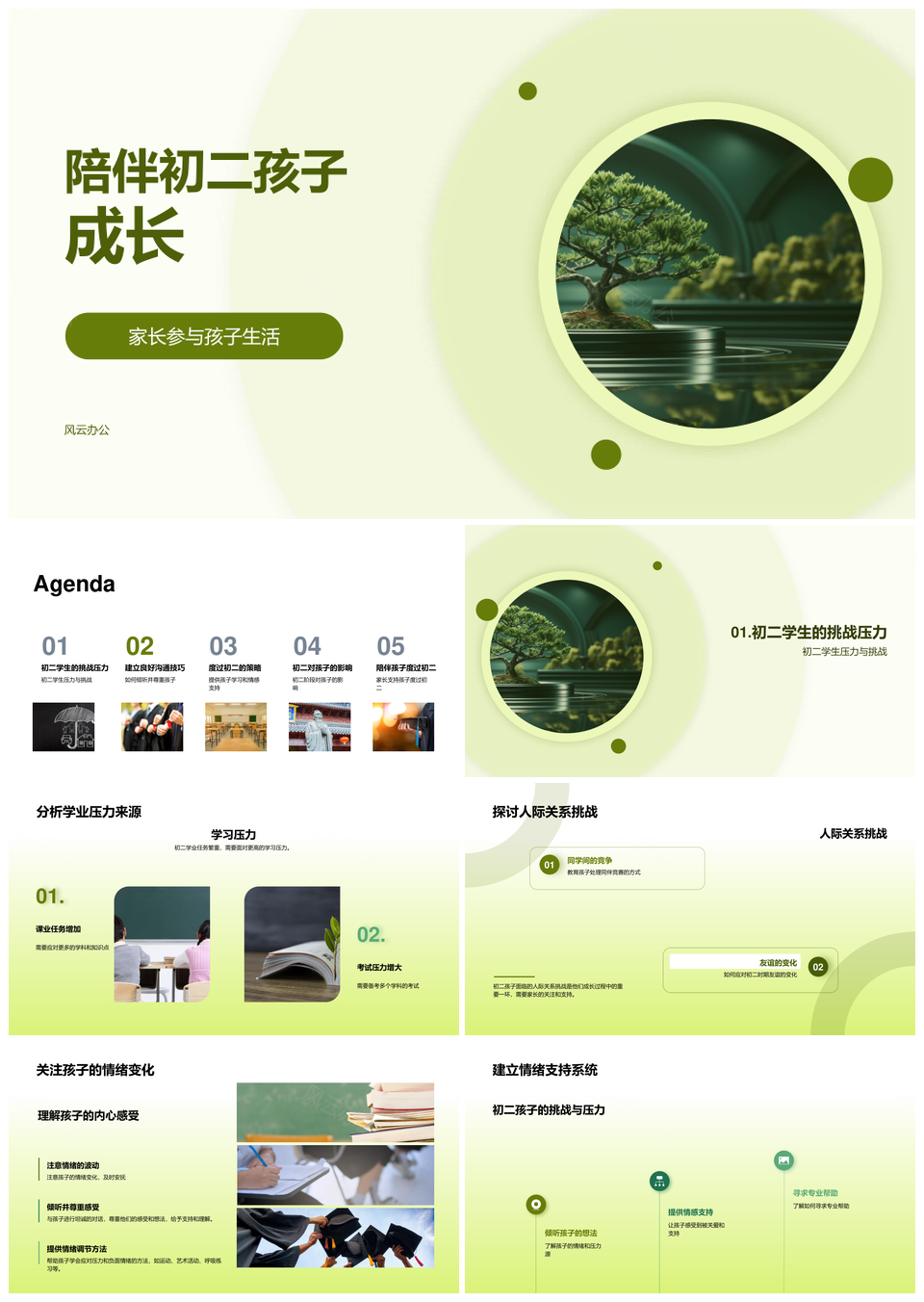 家长助力初二成长应对学业人际倾听尊重对话支持PPT模板