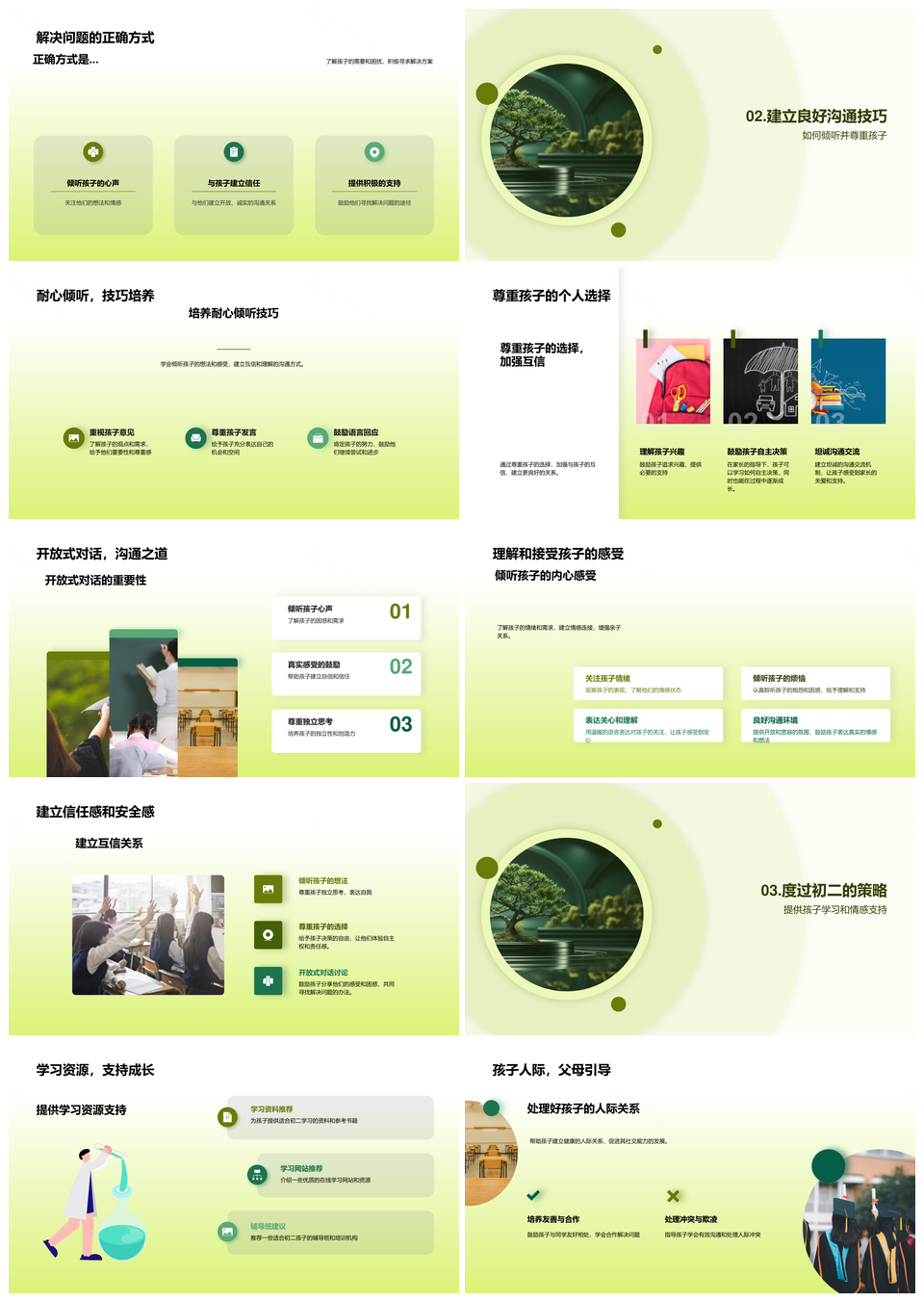 家长助力初二成长应对学业人际倾听尊重对话支持PPT模板