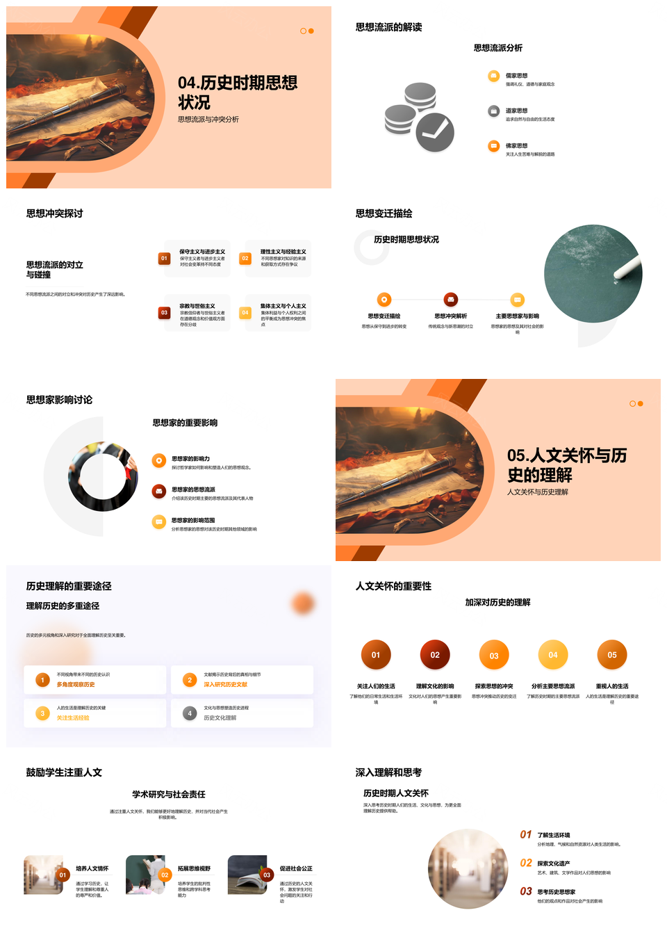 历史人文思想与生活流变PPT模板