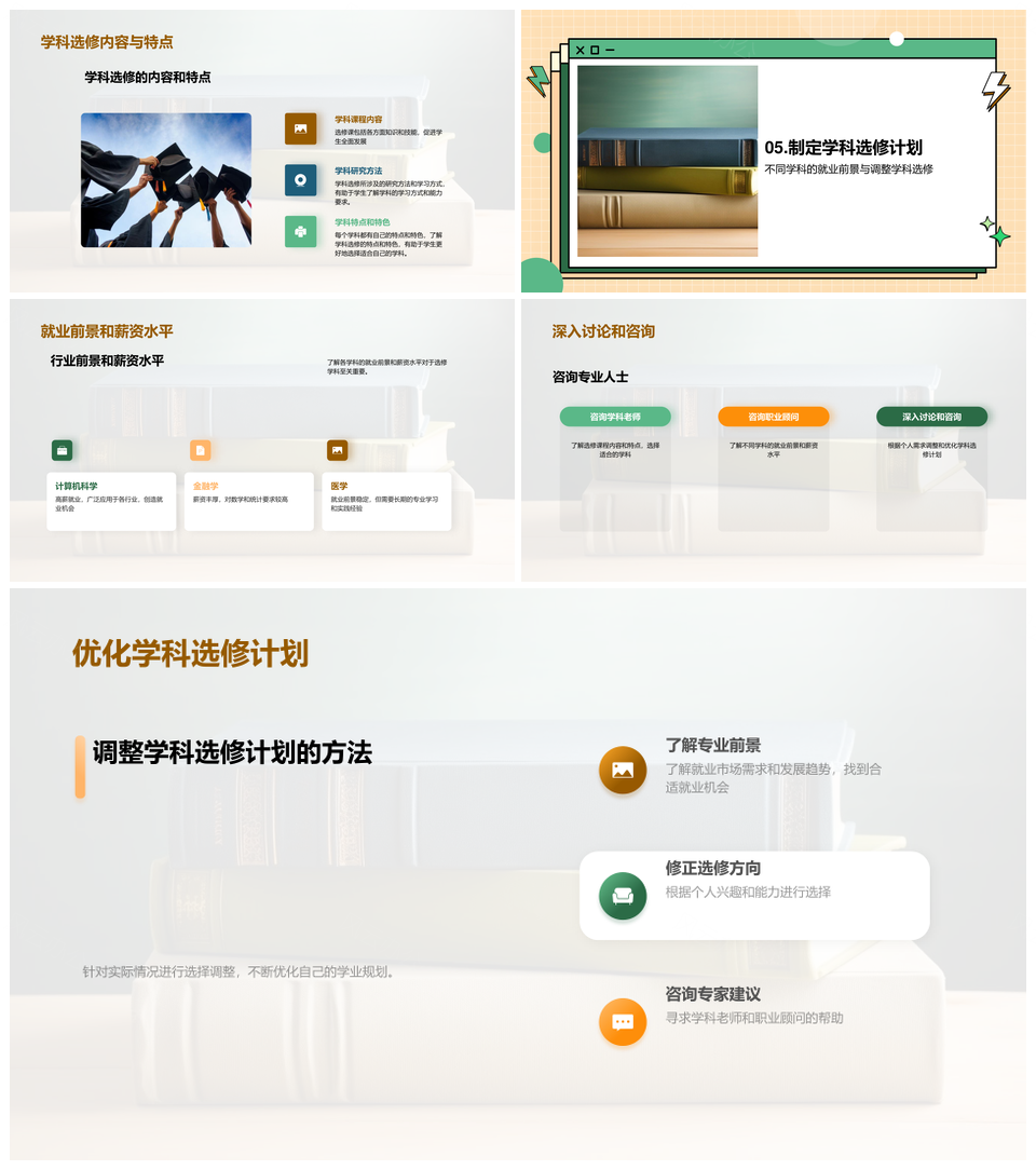 高中生文理选修兴趣职业发展选择PPT模板