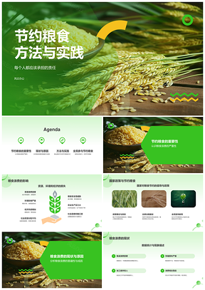 节约粮食责任麦田丰收PPT模板