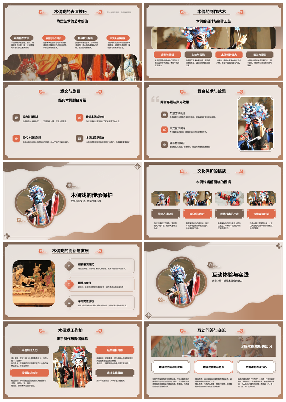 非遗木偶戏历史传承与表演艺术PPT模板