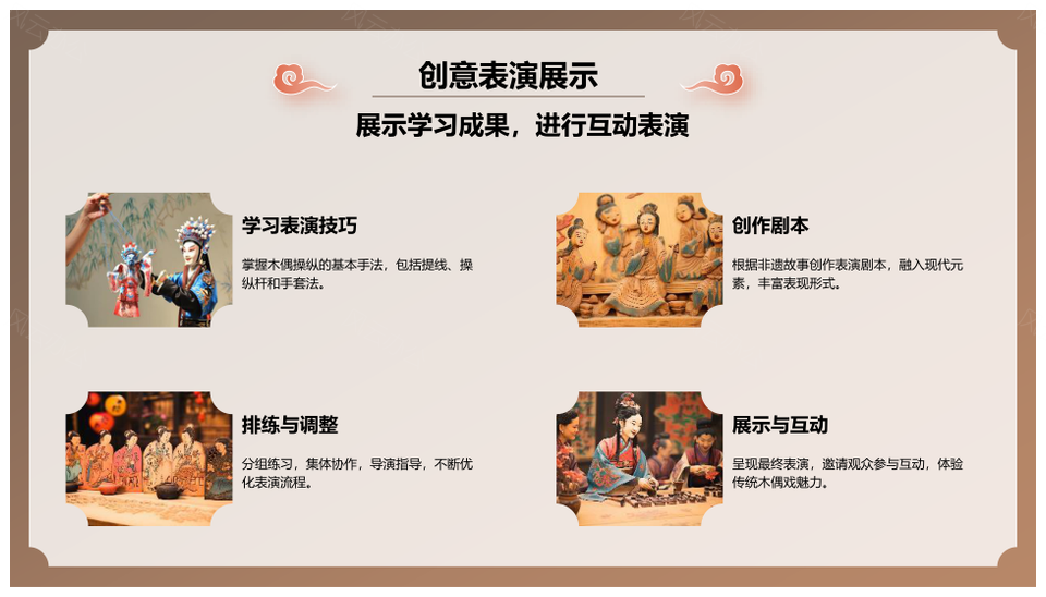 非遗木偶戏历史传承与表演艺术PPT模板