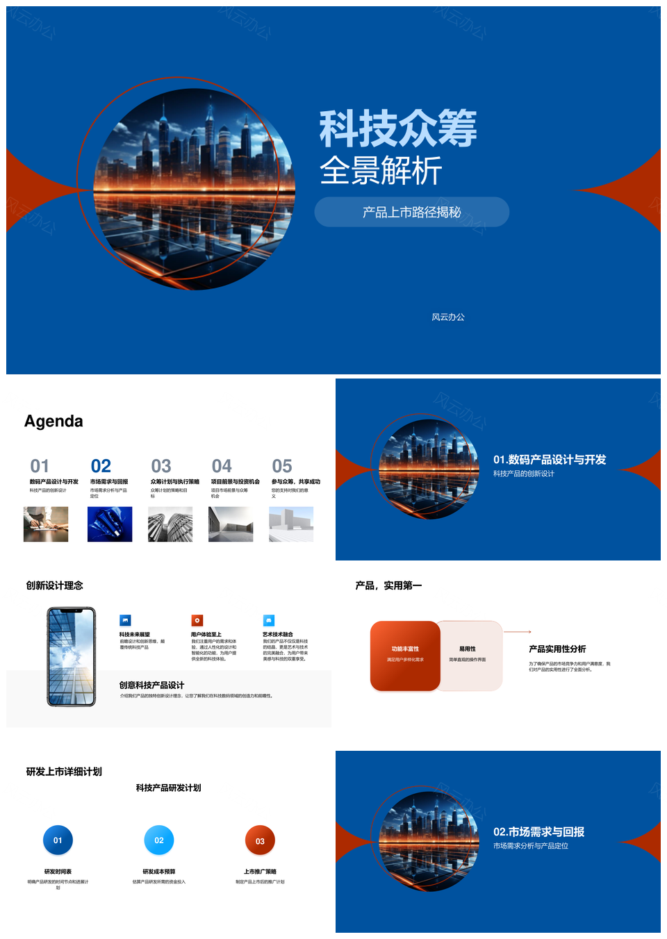 科技众筹创新设计市场预测与未来城市景观PPT模板