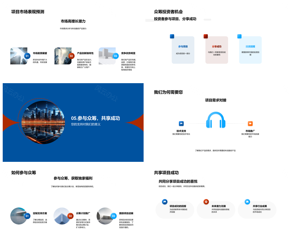 科技众筹创新设计市场预测与未来城市景观PPT模板