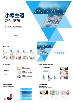 小寒节气雪花新品发布体验活动PPT模板