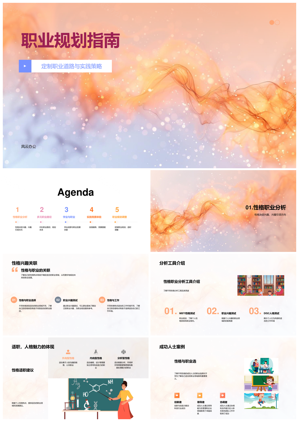 职业规划性格兴趣学业实践行业趋势路径时间管理PPT模板