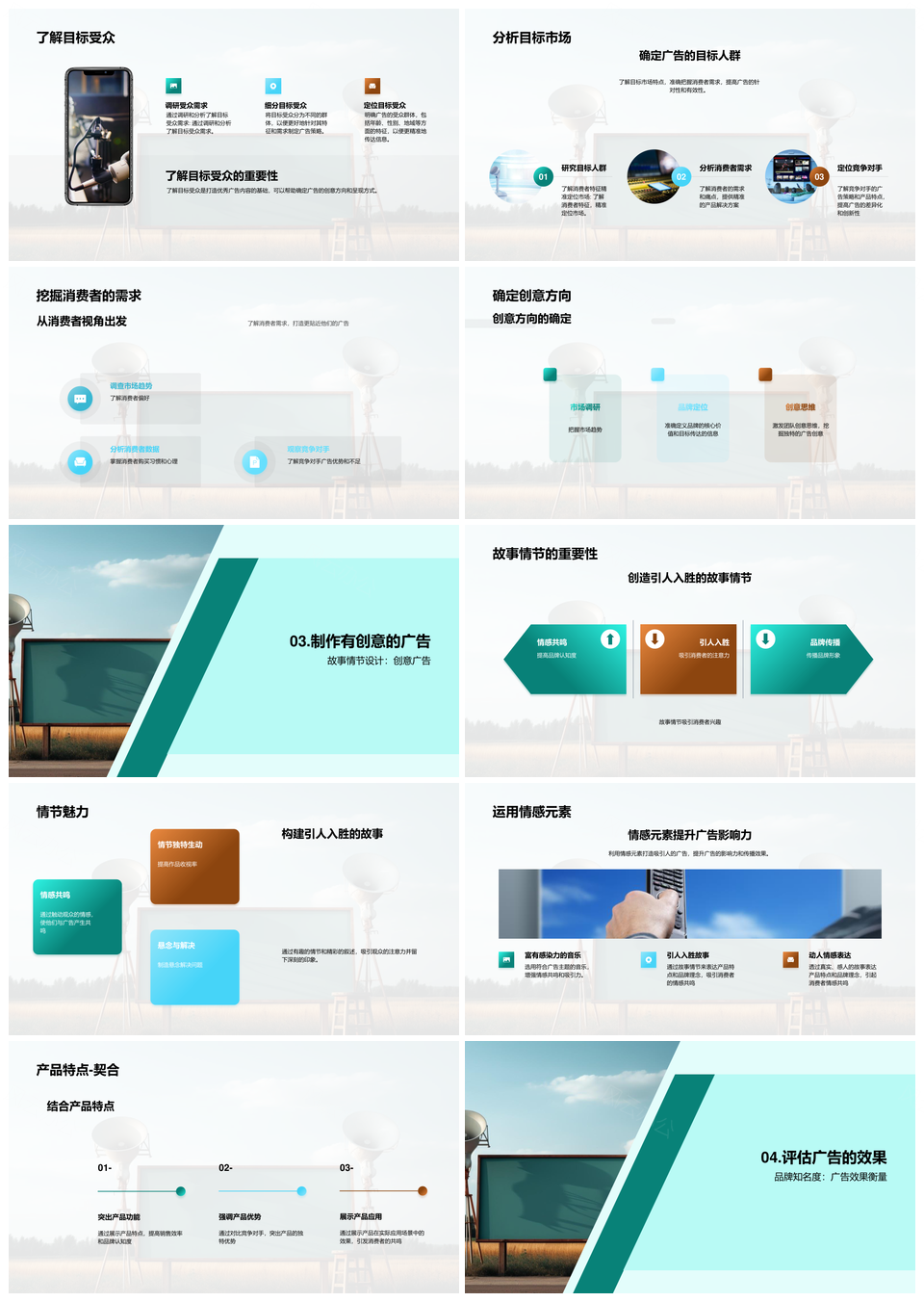 创意广告内容需求趋势故事情节视觉提升品牌知名度PPT模板
