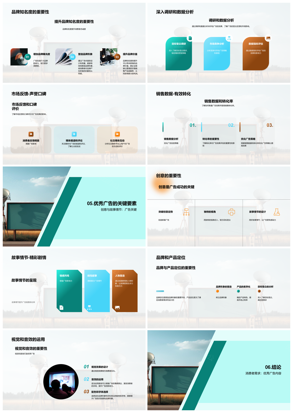 创意广告内容需求趋势故事情节视觉提升品牌知名度PPT模板