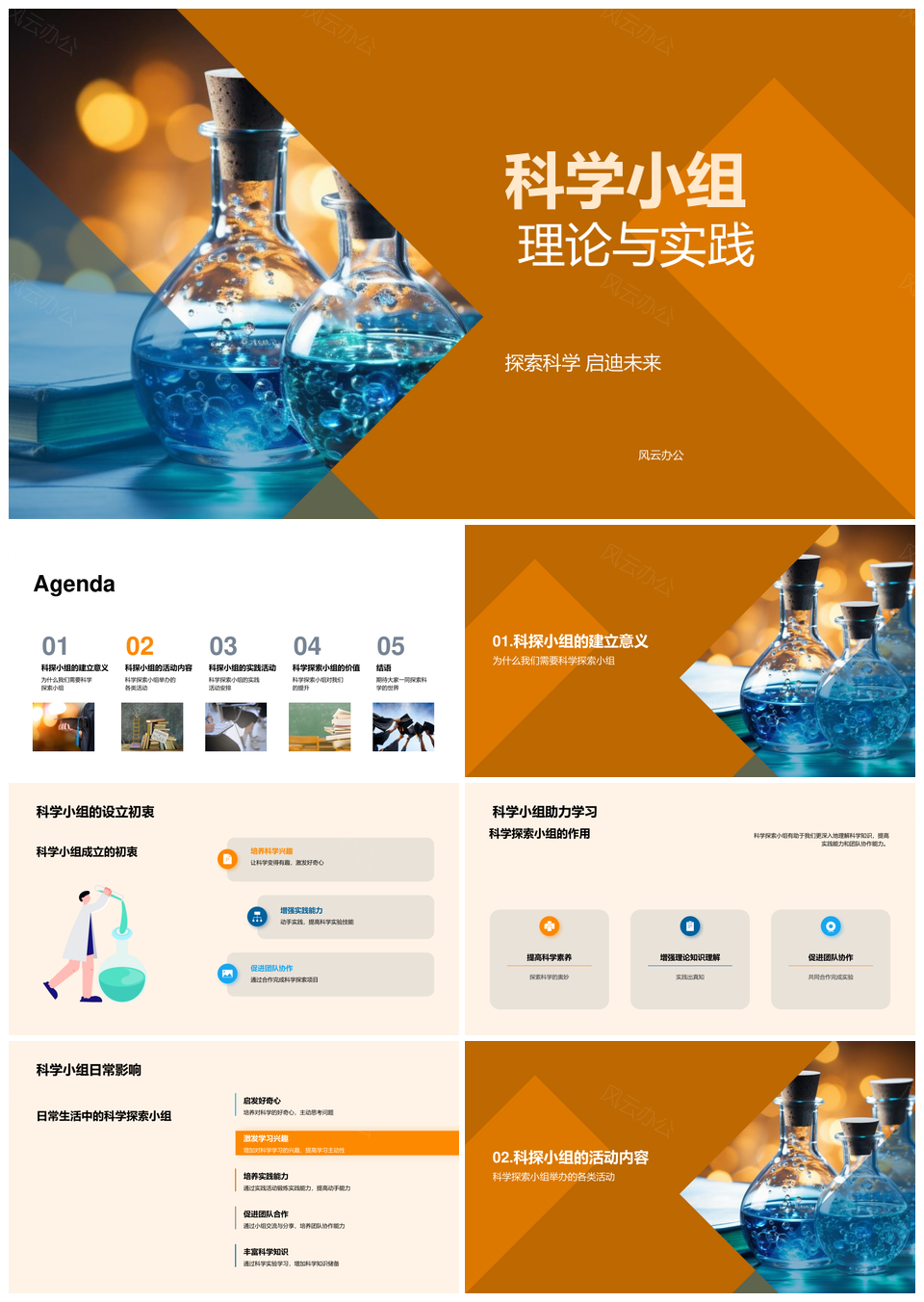 科学小组实验协作实践探索PPT模板