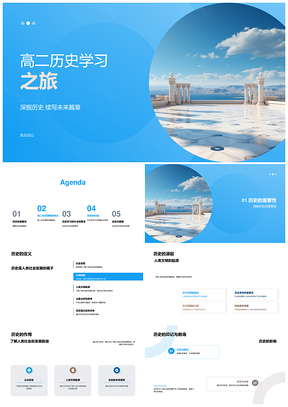 高二历史研习社会人物事件卷轴PPT模板