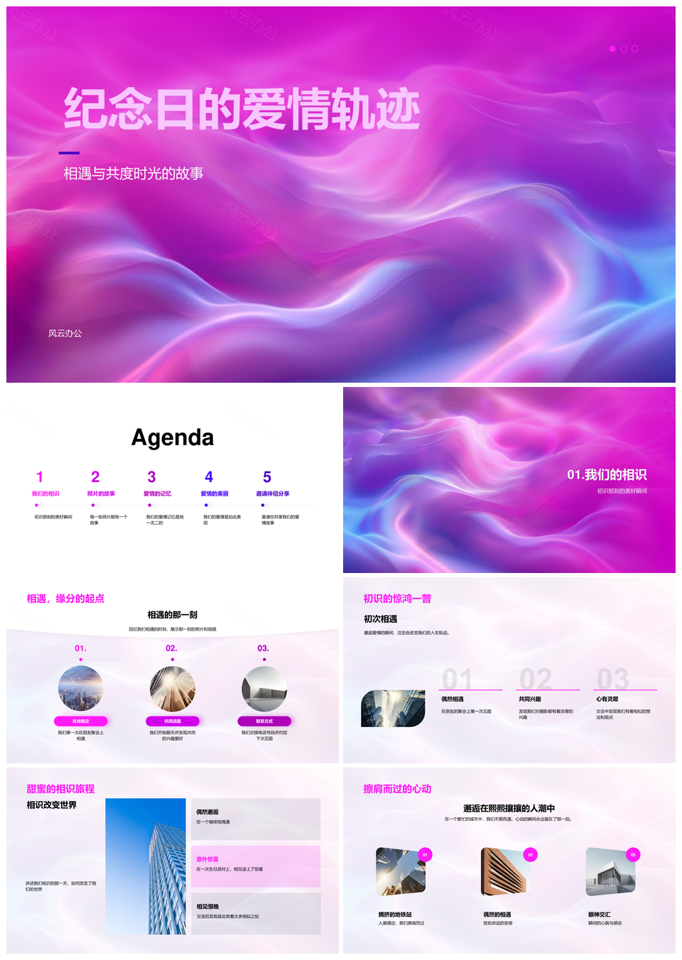 纪念日爱情轨迹相遇相守家庭摄影相册PPT模板