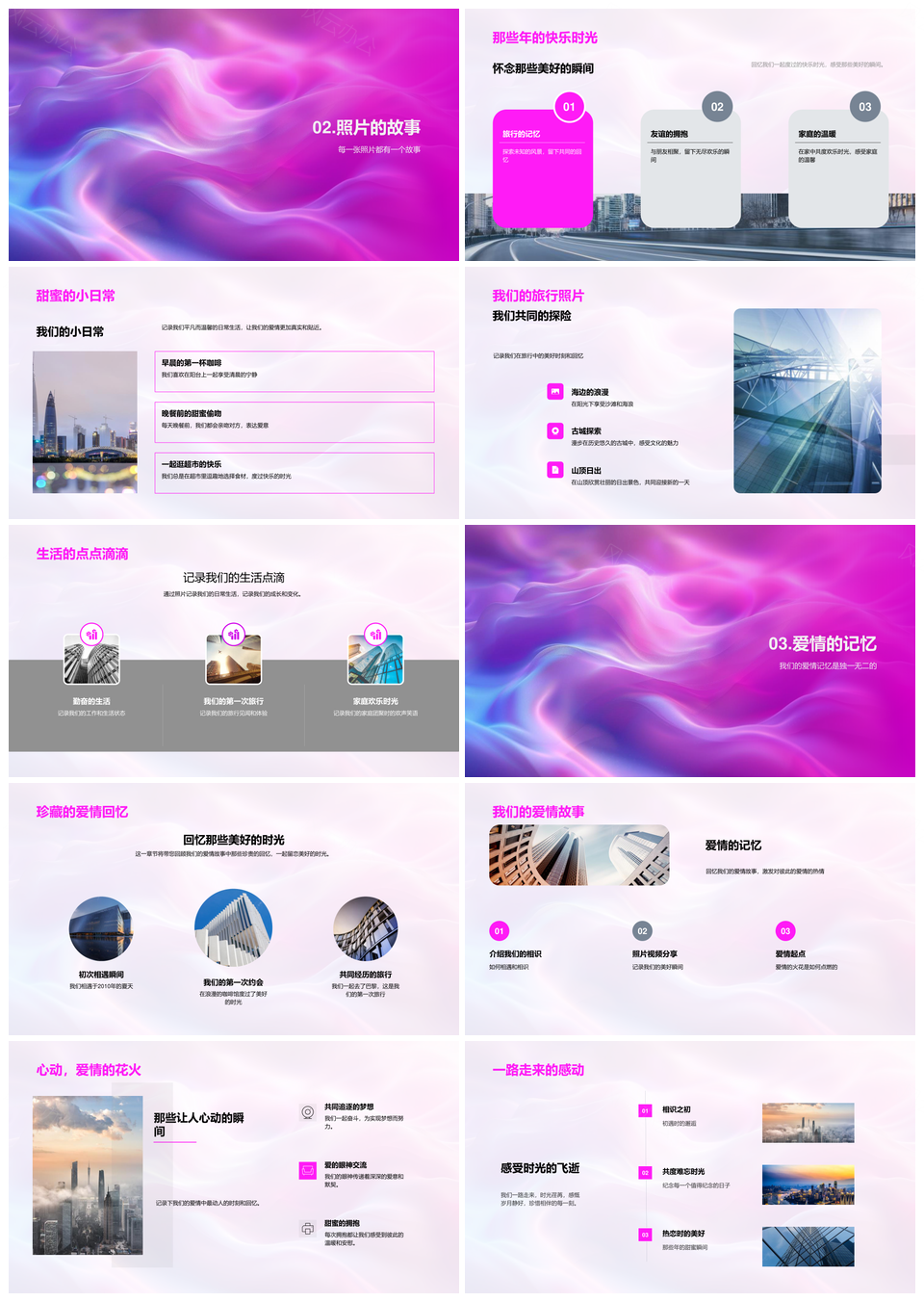 纪念日爱情轨迹相遇相守家庭摄影相册PPT模板