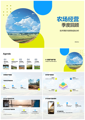 农场季度技术革新增产增收财务景观优化PPT模板