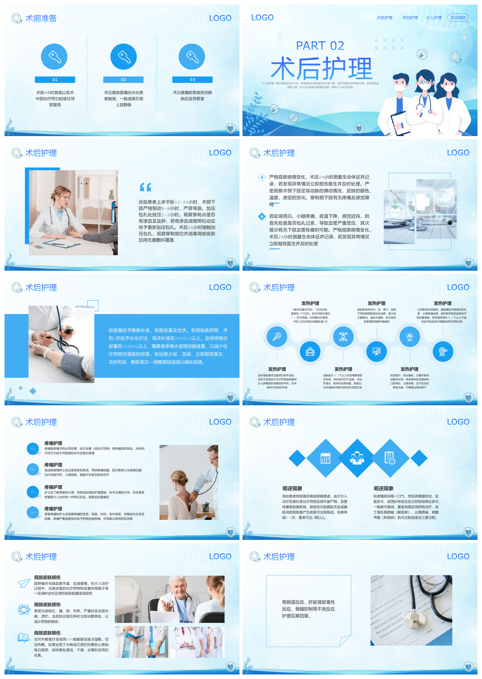 蓝色简约介入护理培训动态宣传PPT模板