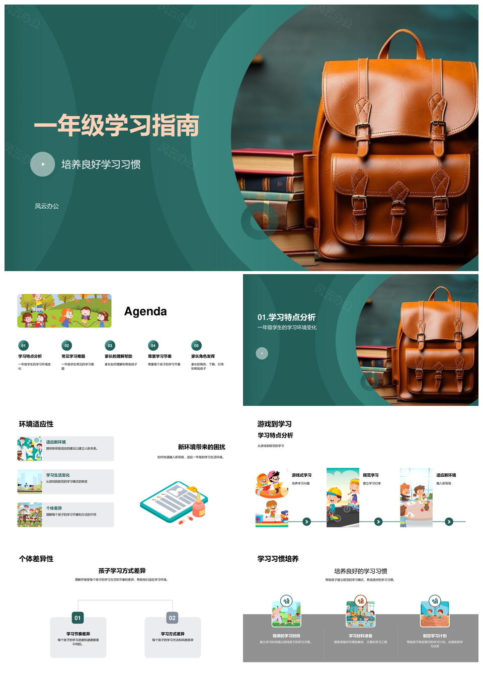 一年级学习习惯培养与个体认知家长引导PPT模板