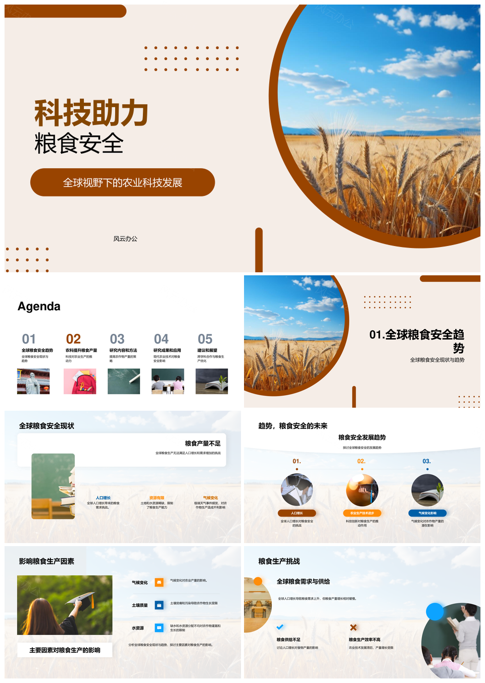农业科技助力全球粮食安全生产PPT模板