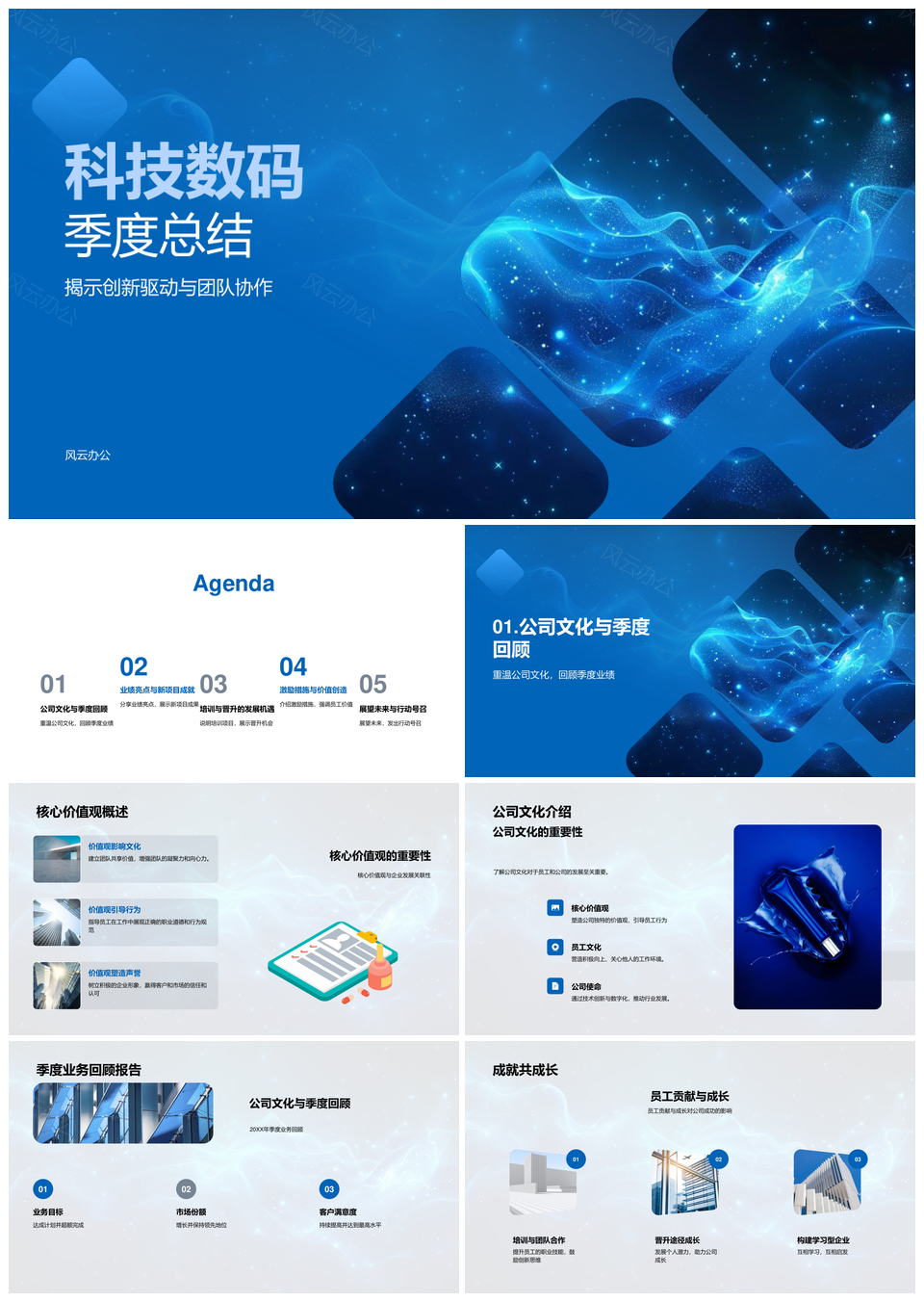 2025科技数码季度总结创新驱动团队协作文化业务稳增新项目PPT模板