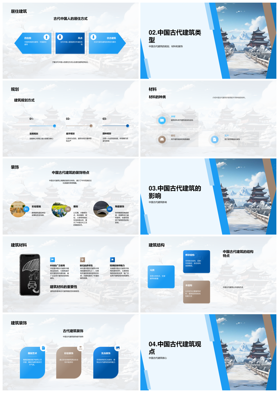 三年级历史课华夏建筑演讲印记PPT模板