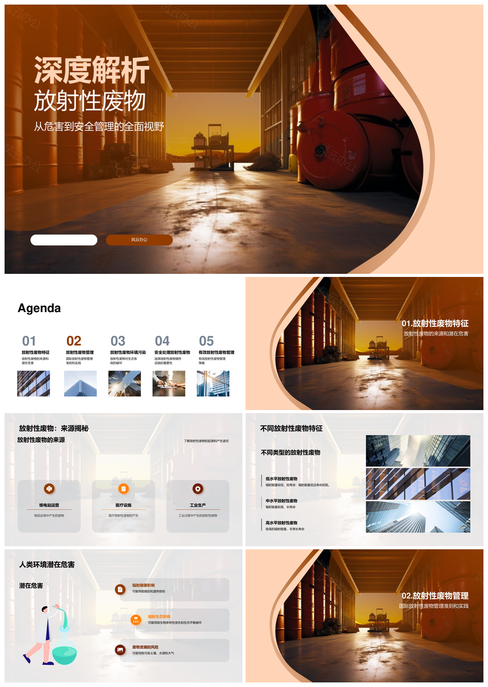 放射性废物来源特征风险及国际管理解决方案PPT模板