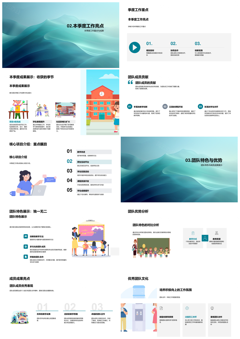 团队本季度工作重点成果总结PPT模板