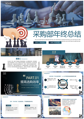 采购部年终战略棋局实景总结汇报PPT模板