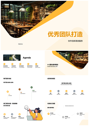 餐饮团队协作职责分配服务创新销售突破顾客满意PPT模板