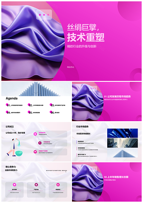 绢纺丝织公司年中总结技术重塑发展历程PPT模板