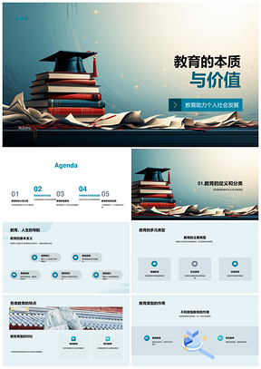 教育本质价值含义类型目标功能毕业帽PPT模板