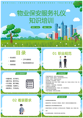 小区企业物业保安服务礼仪培训PPT模板