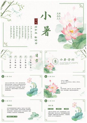 清新绿中国传统节气小暑科普PPT模板