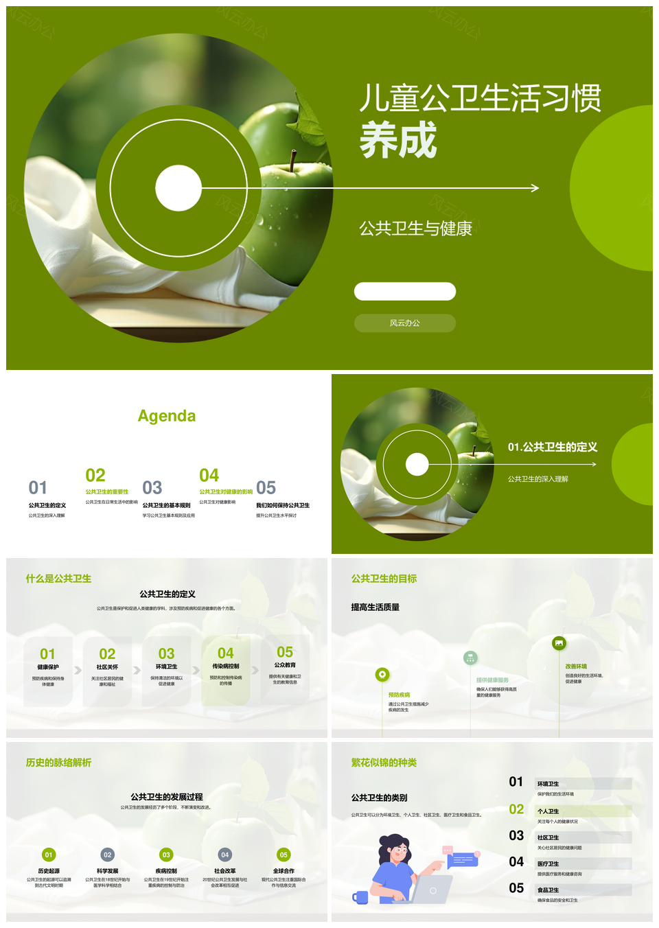 儿童公卫健康习惯社区教育养成PPT模板