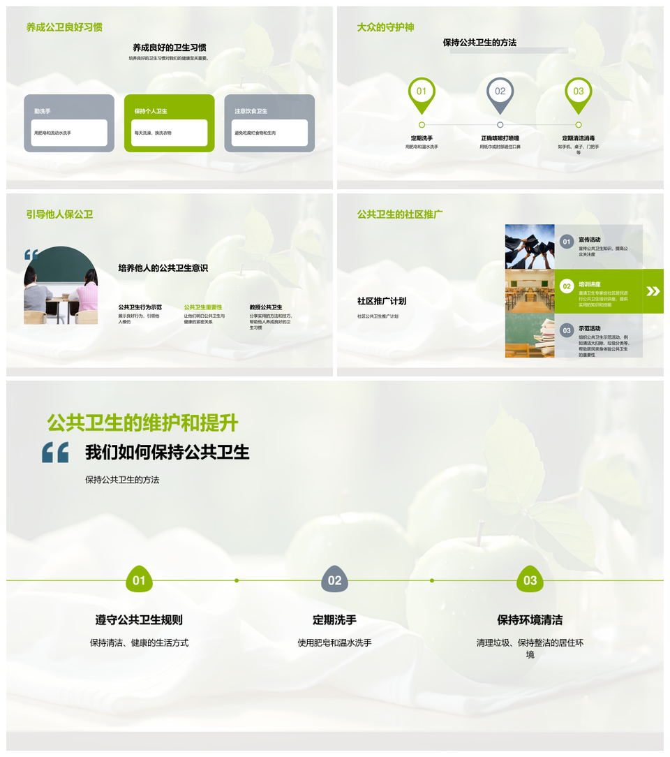 儿童公卫健康习惯社区教育养成PPT模板