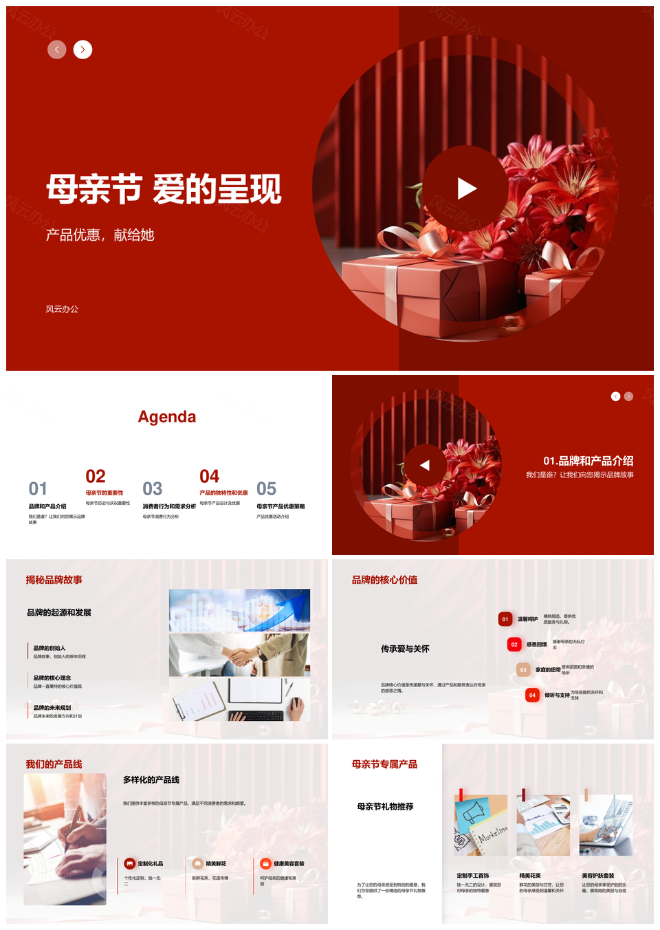 母亲节品牌专属花束优惠营销促购PPT模板