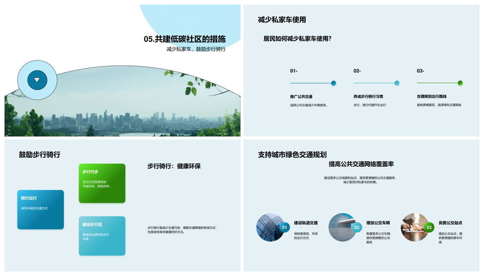 绿色出行规划低碳社区可持续交通发展PPT模板