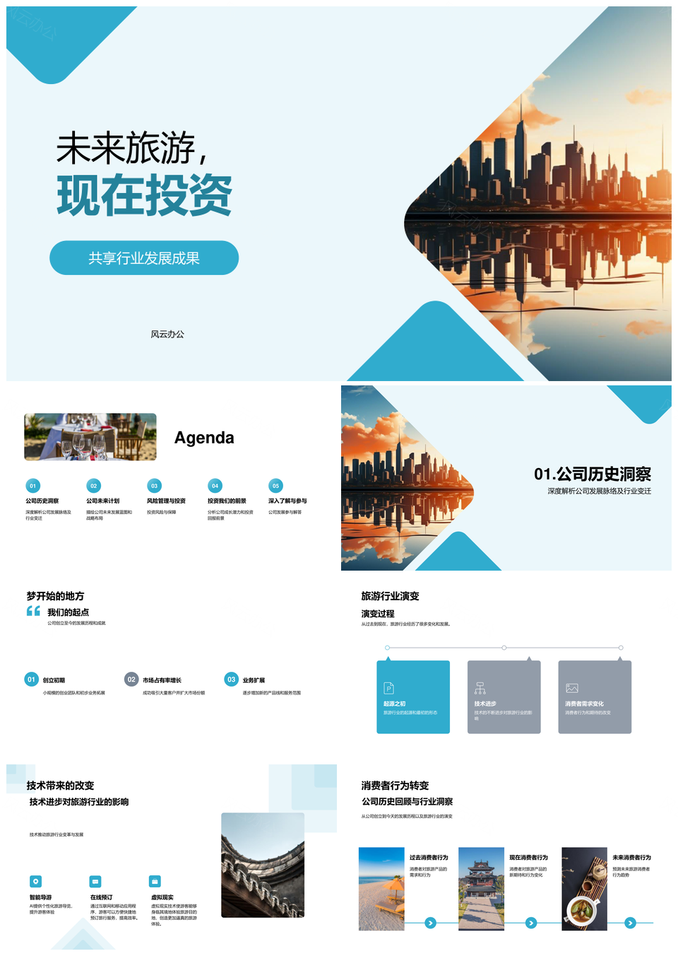 未来旅游现在投资共享新线风控保障未来城市PPT模板