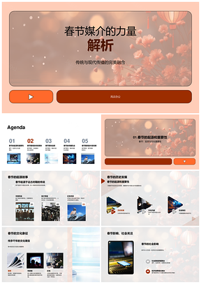 春节媒介传统媒体传播影响力消费互动灯笼特色PPT模板