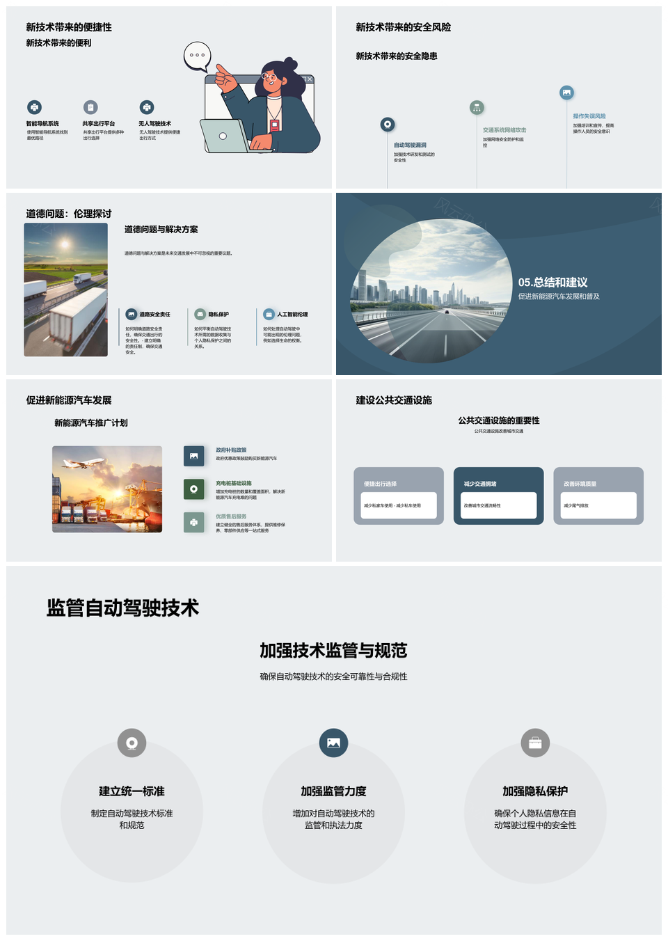 未来城市交通规划自动驾驶新能源汽车绿色出行PPT模板