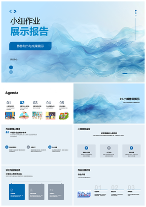 小组作业分工协作成果问题解决方案展示报告PPT模板