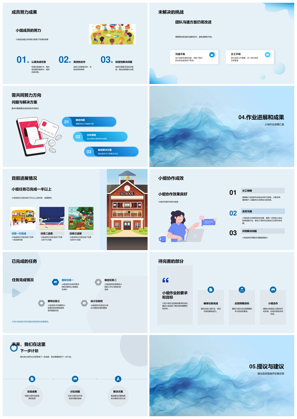小组作业分工协作成果问题解决方案展示报告PPT模板