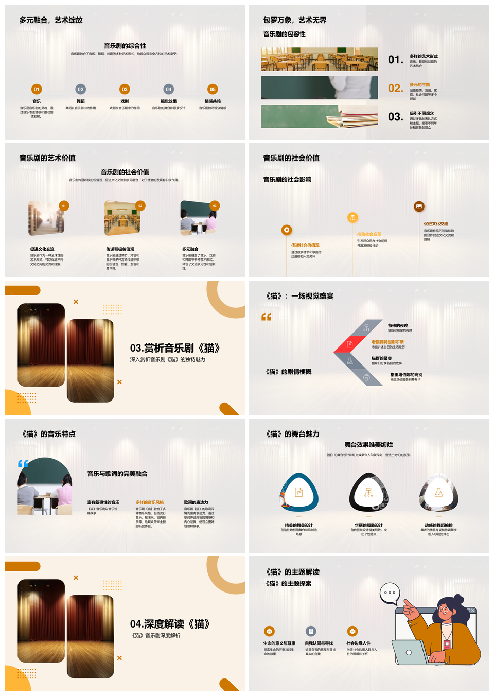 音乐剧猫起源发展探秘综合包容艺术社会音乐符号PPT模板