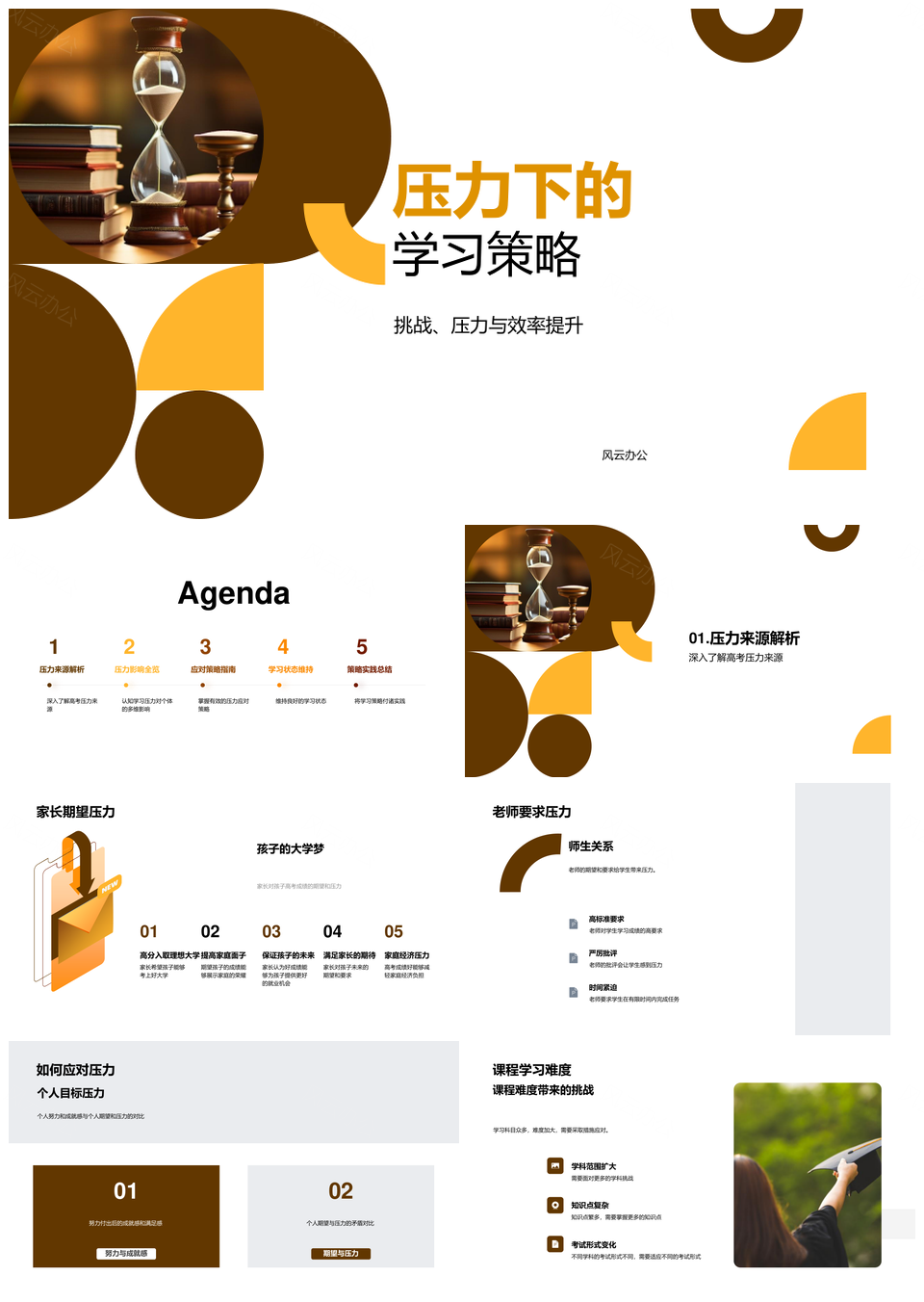 高考压力应对策略高效学习身心健康时间规划PPT模板