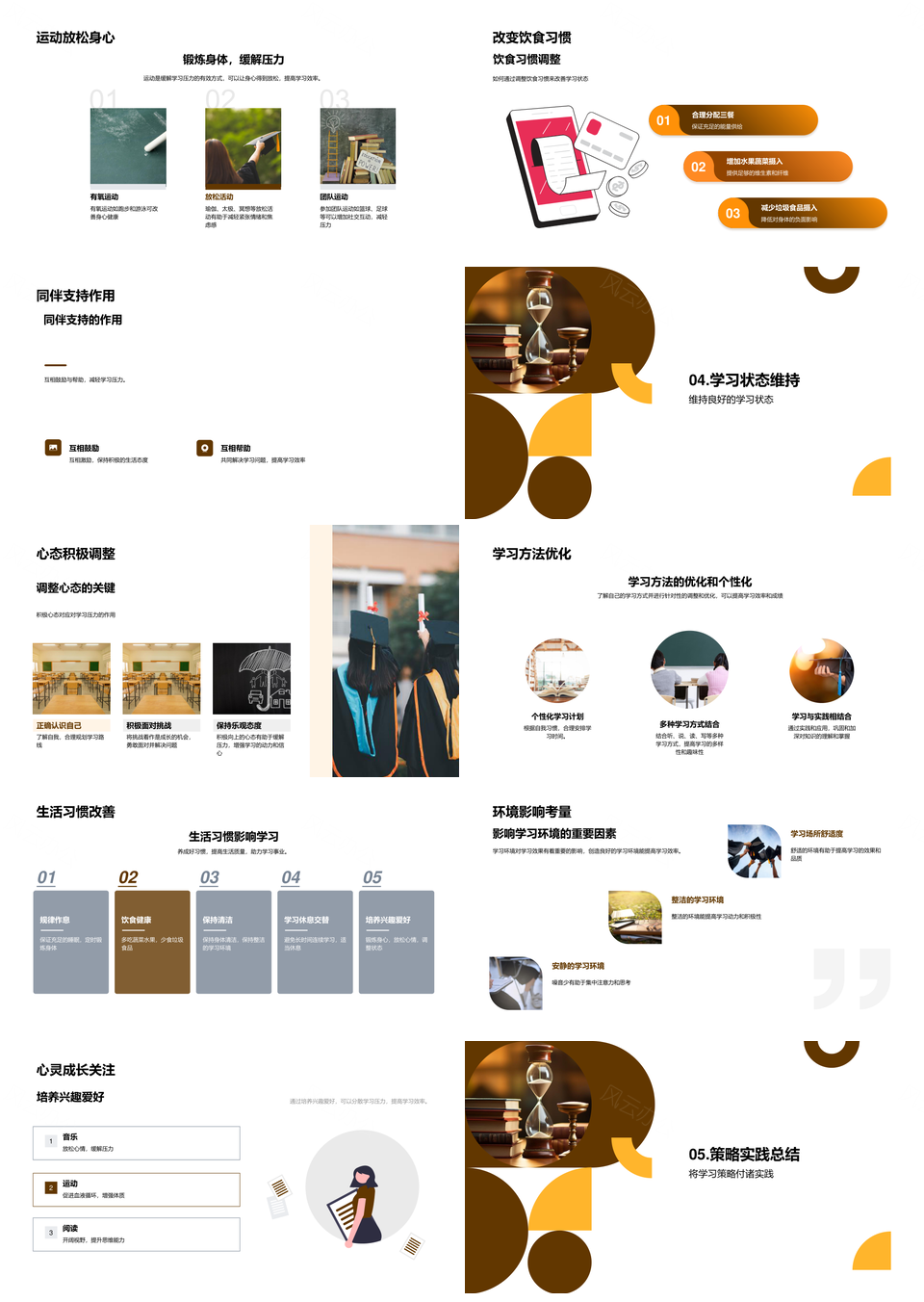 高考压力应对策略高效学习身心健康时间规划PPT模板