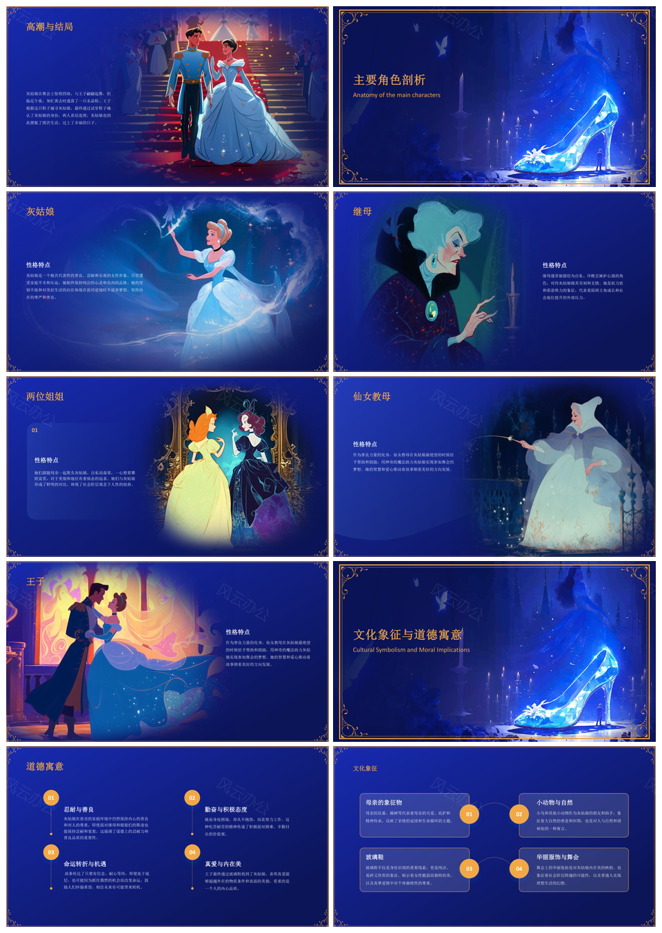 灰姑娘梦想勇气成长经典童话教育PPT模板