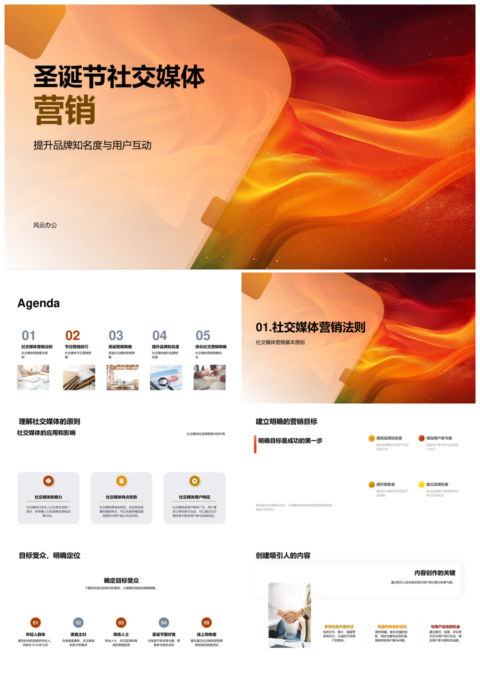 2025圣诞社交媒体营销策略提升品牌互动PPT模板